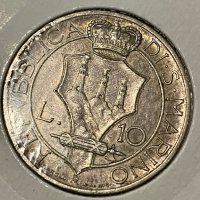 10 лири Сан Марино, 1935 г - рядка сребърна монета, снимка 1 - Нумизматика и бонистика - 42548276