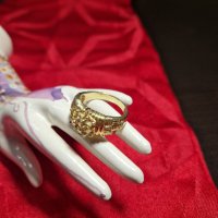 Уникален антикварен сребърен позлатен пръстен с цитрин- 6.56 грама- 925 проба , снимка 4 - Пръстени - 40788836