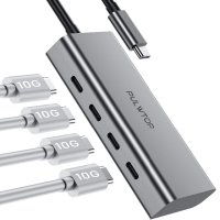 PULWTOP 4X 10Gbps USB-C хъб за лаптоп/USB-C мъжки към 4*USB-C 3.2 gen женски, снимка 1 - Лаптоп аксесоари - 41210365