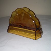 Винтидж  Арт Деко стъклен салфетник цвят карамел, снимка 7 - Други ценни предмети - 41398540