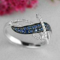 Дамски пръстен със сапфири и топази, снимка 2 - Пръстени - 41874540