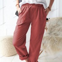 Нови дамски едноцветни ежедневни еластични прави панталони с висока талия, 9цвята - 023, снимка 2 - Панталони - 41249456