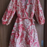 RESERVED - розова рокля с прихлупване, снимка 1 - Рокли - 40530897