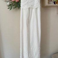 Нова дълга елегантна бяла рокля за всякакъв повод с декорация 3Д орнаменти памук полиестер , снимка 7 - Рокли - 41911809