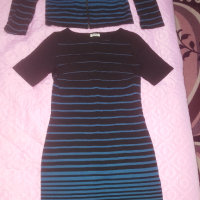 Костюм сако и рокля на Daphne синьо и черно 42 размер, снимка 2 - Костюми - 36479238
