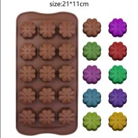 15 детелини детелина цветя силиконов молд форма за шоколадови бонбони гипс, снимка 3 - Форми - 41186969