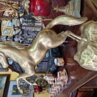 Уникална голяма антикварна английска фигура статуетка пластика бронз месинг , снимка 2 - Антикварни и старинни предмети - 39800477