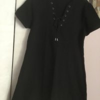 Дамска черна рокля, размер 42, снимка 1 - Рокли - 41457017
