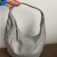 Дамска сива чанта от естествена кожа, снимка 2 - Чанти - 41581699