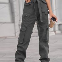 Модни дамски карго панталони с много джобове, 4цвята - 023, снимка 7 - Панталони - 41776112
