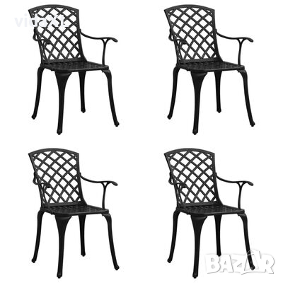 vidaXL Градински столове, 4 бр, лят алуминий, черни(SKU:315573, снимка 1