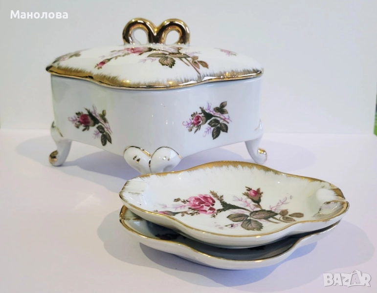 Кутия за бижута и два малки пепелник@ Tilso Japan, серия Moss Rose., снимка 1