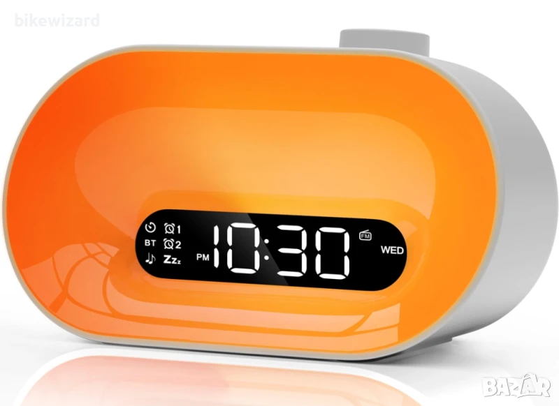 Bluetooth високоговорител, светлинен будилник FM радио НОВО, снимка 1