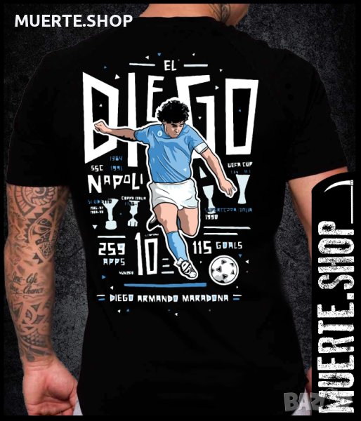 Черна тениска с щампа EL DIEGO MARADONA, снимка 1