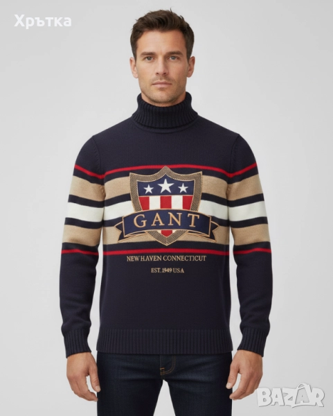 Gant Banner Shield Turtleneck - Оригинален мъжки пуловер р-р XL, снимка 1