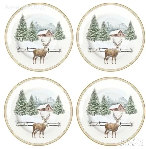 Сет 4 коледни чинии, снимка 1