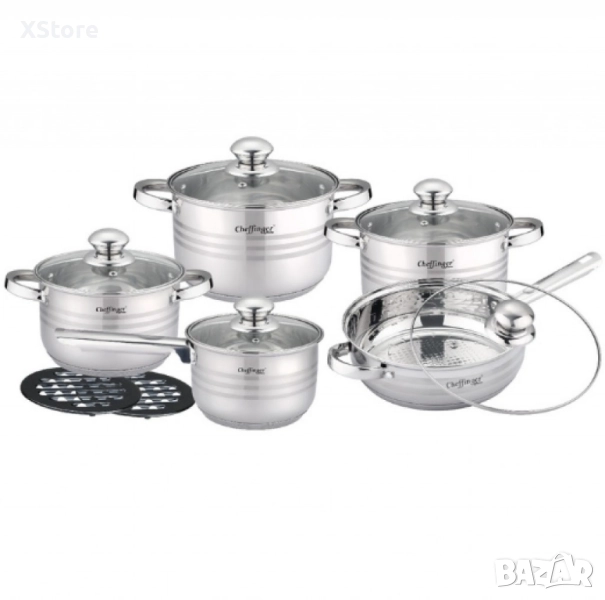 Комплект съдове за готвене, Cheffinger, 12 части, неръждаема стомана, снимка 1