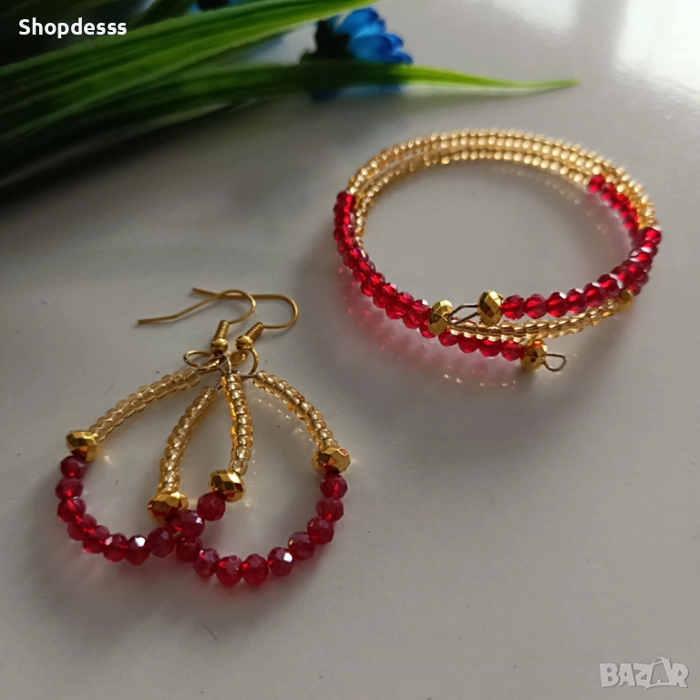 Комплект гривна и обеци , снимка 1