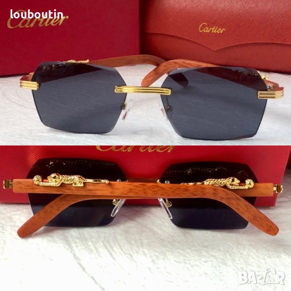 Cartier висок клас слънчеви очила Мъжки Дамски слънчеви с дървени дръжки, снимка 1