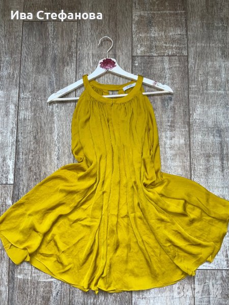 Разкошна сатенена сатен one size парти коктейлна официална блуза топ цвят горчица , снимка 1