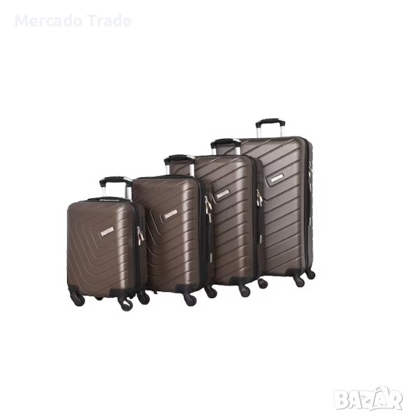  	Комплект Mercado Trade, 4бр. луксозни куфари, 2052-4, ABS, Кафяв, снимка 1