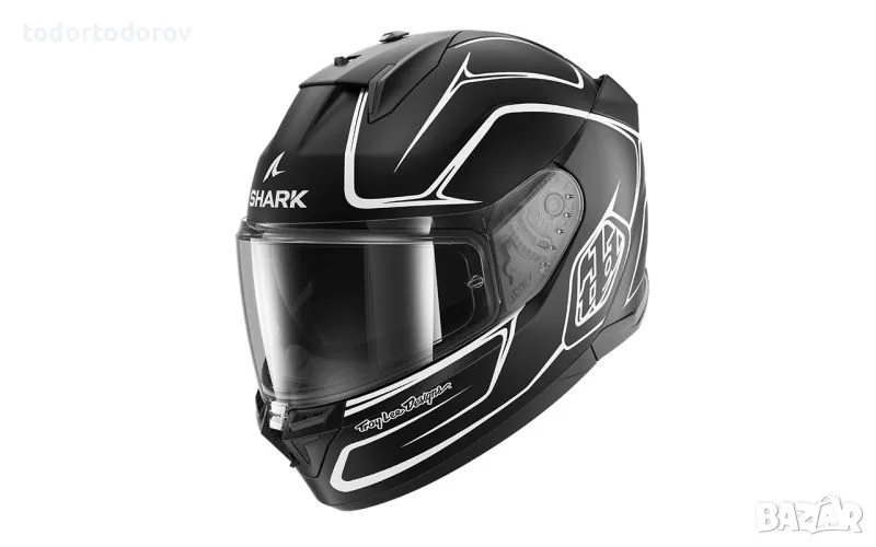 Mото Каска SHARK D-SKWAL 3 DRONE black/white,очила,плака,подбрадник, снимка 1