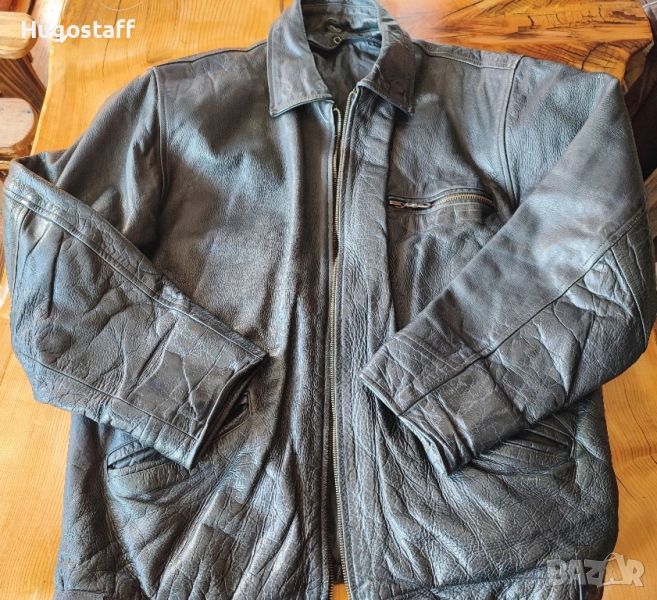 Винтидж черно спортно яке от конска кожа Л/Хл, снимка 1