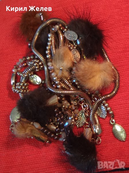 ШАРМАНТНА ВИНТИДЖ АРТ с ПОЗЛАТА ОГЪРЛИЦА от БЛАГОРОДНА СТОМАНА и ПУХЧЕТА 9308, снимка 1