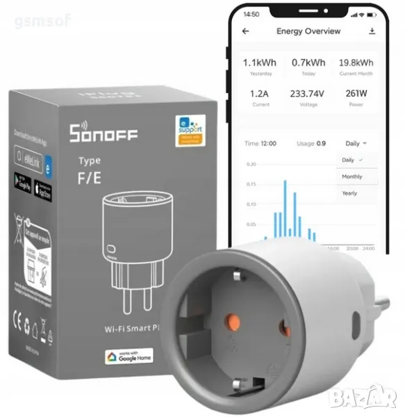 Sonoff S60TPF - Умен, смарт контакт с Wifi управление, 4000w, 20A , снимка 1