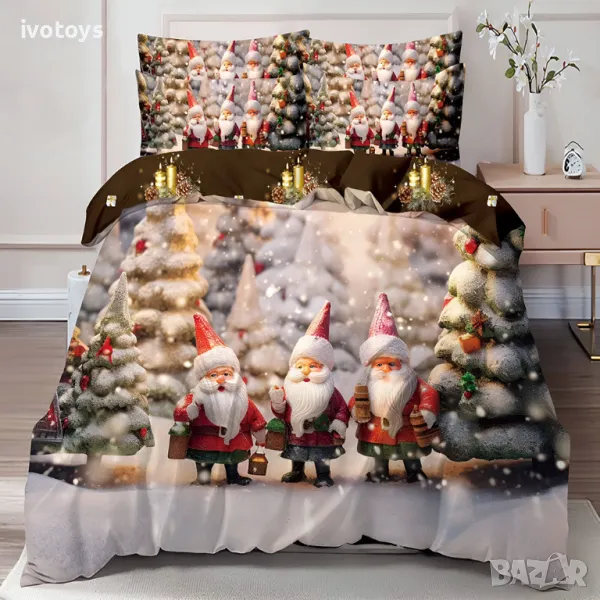 Двулицев коледен спален комплект (Реално изображение), 6 части - Модел WS17120, снимка 1