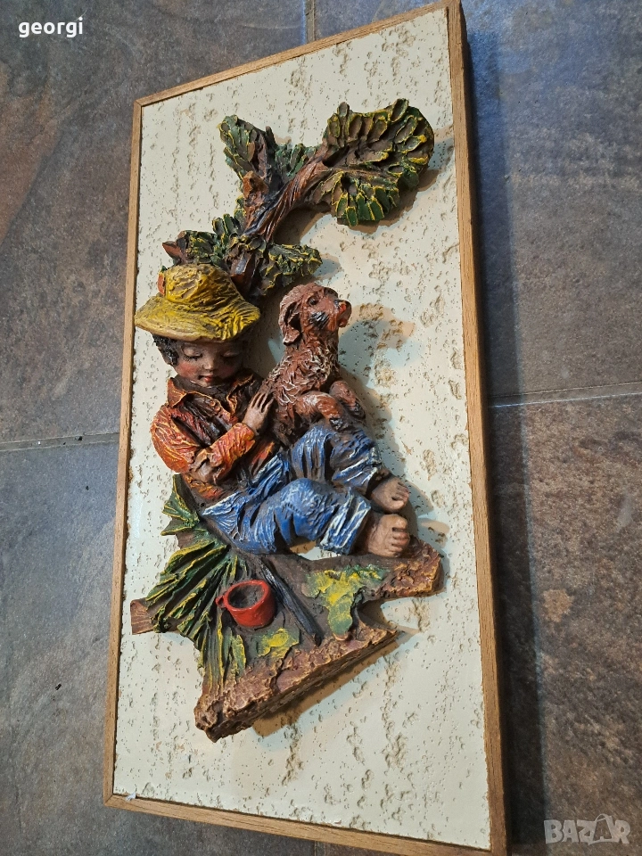 3D пано за стена "Момче с куче" 31/4, снимка 1