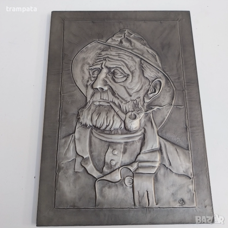 НАЙ ДОБРАТА ОФЕРТА Стара Немаска белереф картина дърво метал Моряк , снимка 1