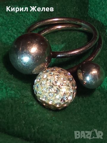 СТАР СРЕБЪРЕН ВИНТИДЖ ТОПЧЕСТ АРТ ДИЗАЙНЕРСКИ ПРЪСТЕН с БЯЛ ЕМАЙЛ и КРИСТАЛЧЕТА 19446, снимка 5 - Пръстени - 31595555