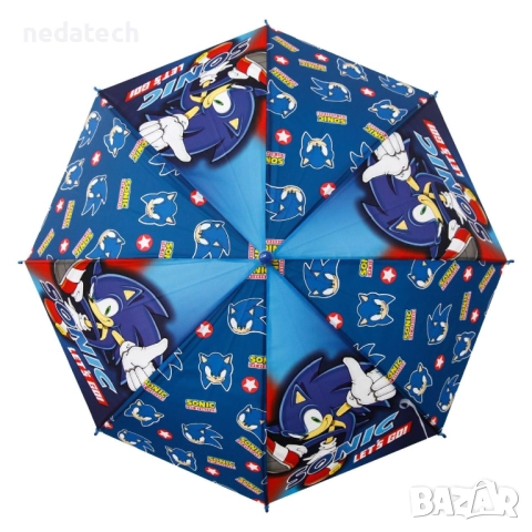 Детски чадър Соник, Син, 66см., снимка 3 - Чадъри - 51769237