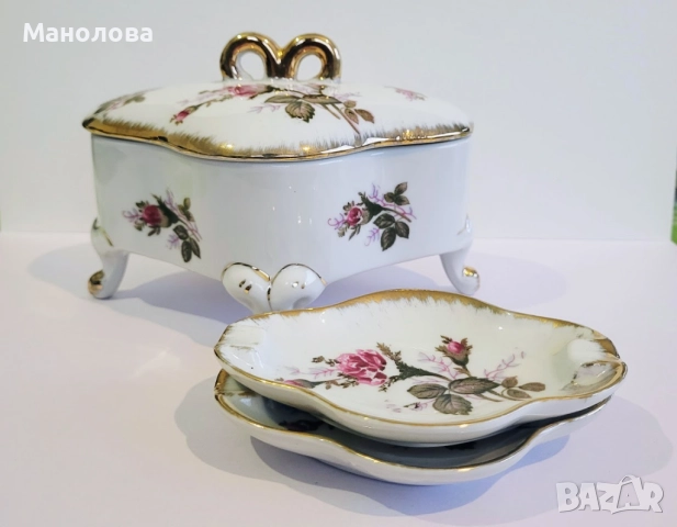 Кутия за бижута и два малки пепелник@ Tilso Japan, серия Moss Rose.