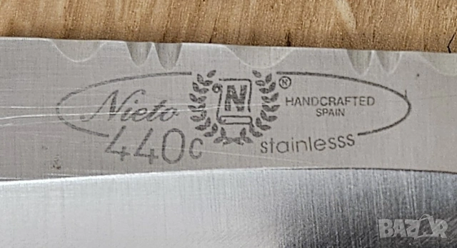 Ловен нож Miguel Nieto 13 см Испания стомана 440c с кожена кания, снимка 6 - Ножове - 53344875