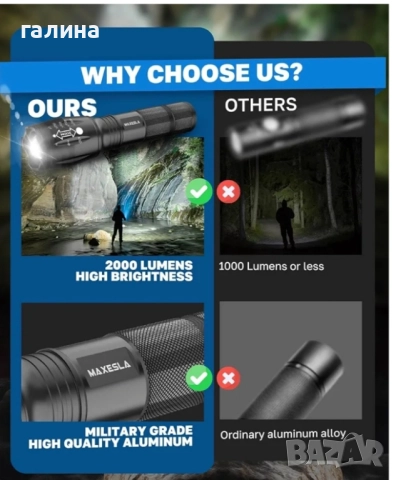 LED фенерче 2000 лумена, Maxesla Torches LED супер ярък фенер - 2 броя, снимка 8 - Други - 52553639