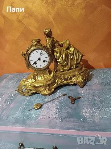 Фигурален античен каминен часовник Diplan & Salles, снимка 2 - Антикварни и старинни предмети - 52712546