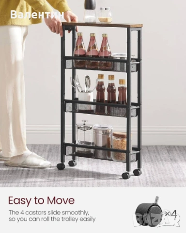 Кухненска количка с колелца на 4 нива, снимка 3 - Маси - 53129896