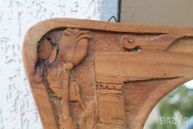 Стара дъбова рамка с огледало /1940 година/, снимка 2 - Антикварни и старинни предмети - 42357166