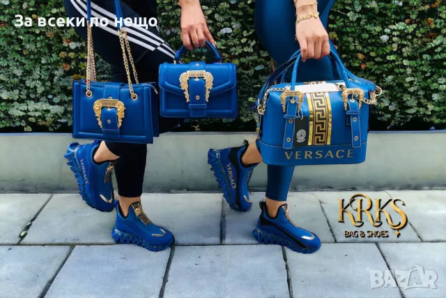 Дамски сини обувки Versace Код D1546, снимка 2 - Маратонки - 48362110