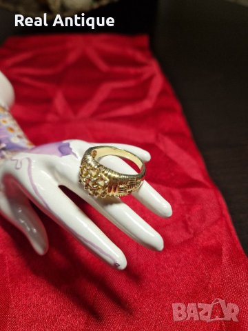 Уникален антикварен сребърен позлатен пръстен с цитрин- 6.56 грама- 925 проба , снимка 4 - Пръстени - 40788836