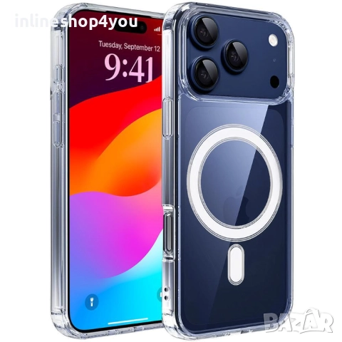 Прозрачен MagSafe Кейс за Apple iPhone 17 Pro / Max, снимка 5 - Калъфи, кейсове - 51855210