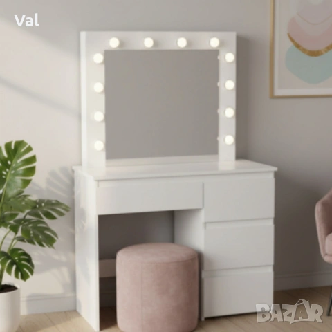 Тоалетка с голямо Led огледало - перфектна за всеки интериор, снимка 5 - Тоалетки - 53822087