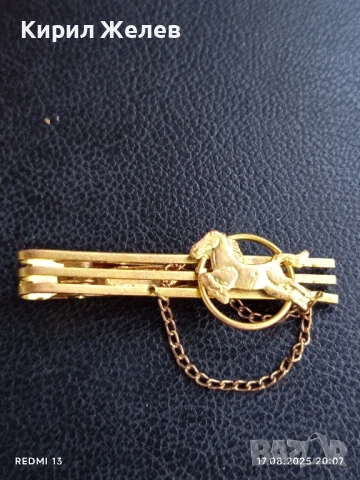 Позлатена стилна щипка за вратовръзка ретро стил 30850, снимка 3 - Други ценни предмети - 51395840