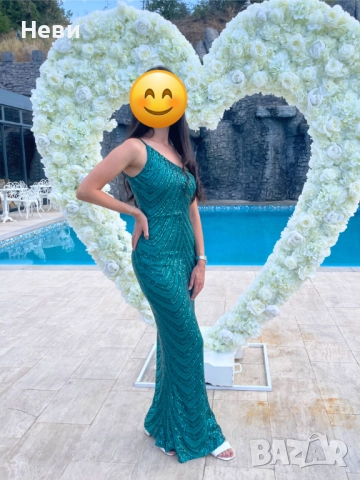 Официална зелена дълга рокля за сватба, снимка 5 - Рокли - 51863179