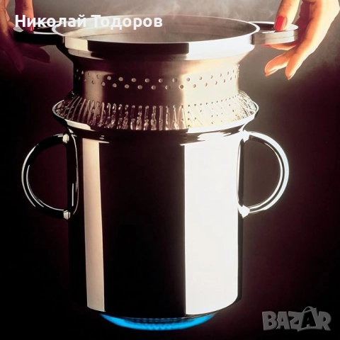 Alessi - дизайнерски комплект (тенджера) за приготвяне на паста, снимка 3 - Съдове за готвене - 52522575