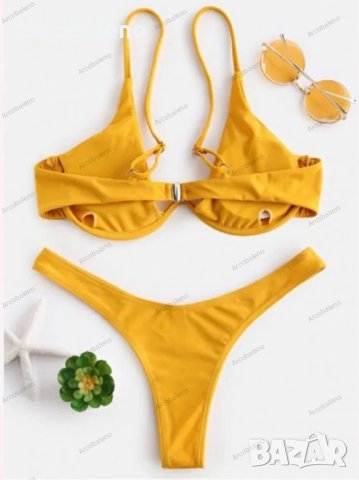 Секси бикини едноцветен бански костюм с банели, 13цвята, снимка 11 - Бански костюми - 44281773