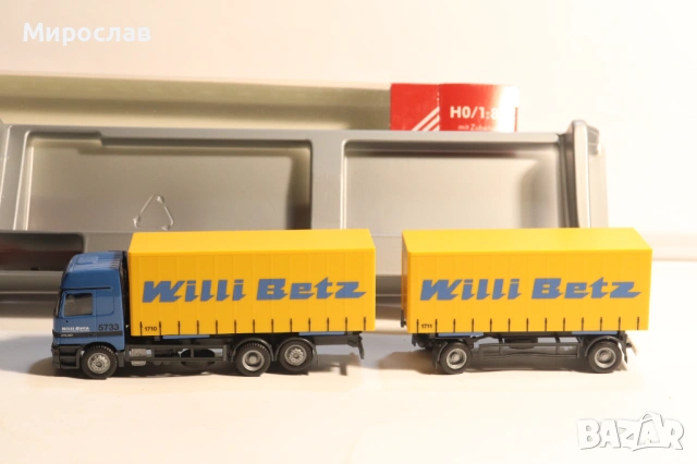 HERPA H0 1/87 MERCEDES ACTROS WILLI BETZ КАМИОН МОДЕЛ, снимка 4 - Колекции - 53669931
