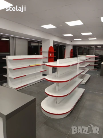 Метални стелажи - островни и крайстенни, Търговско оборудване НОВО, снимка 16 - Стелажи и щандове - 49451828